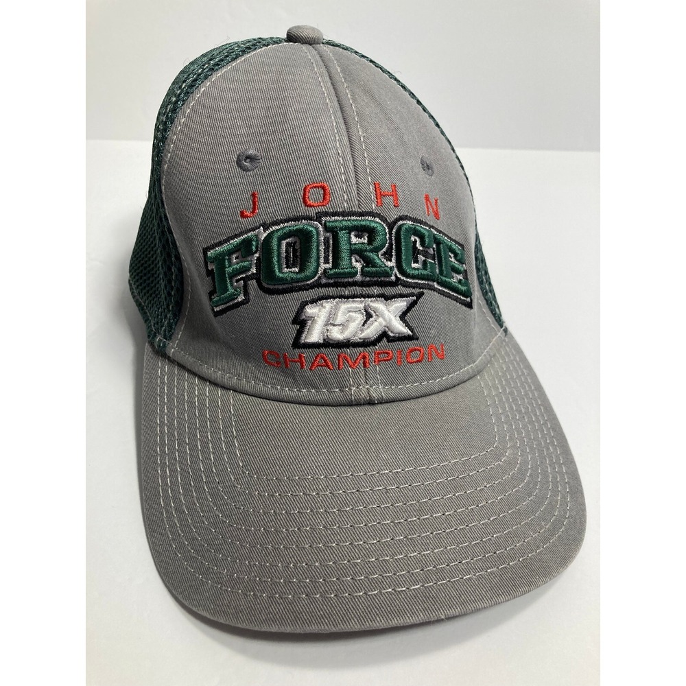John Champion Force 15X Cap Hat Gray Green NHRA Drag Racing Full Throttle Energy